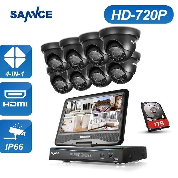 SANNCE 8CH 720P HD Video Surveillance Cameras System with Monitor