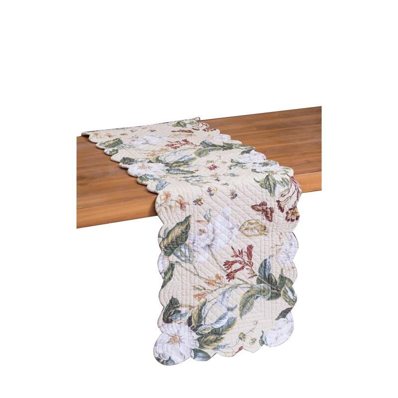 51" x 14" Garden Images Reversible Graphic Print Machine Washable Table Quilted Runner - Green