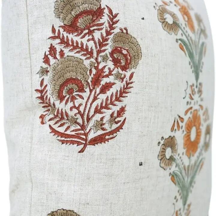 Natural Floral Dyed Block Print Pillow cover - Vanshika Mohini