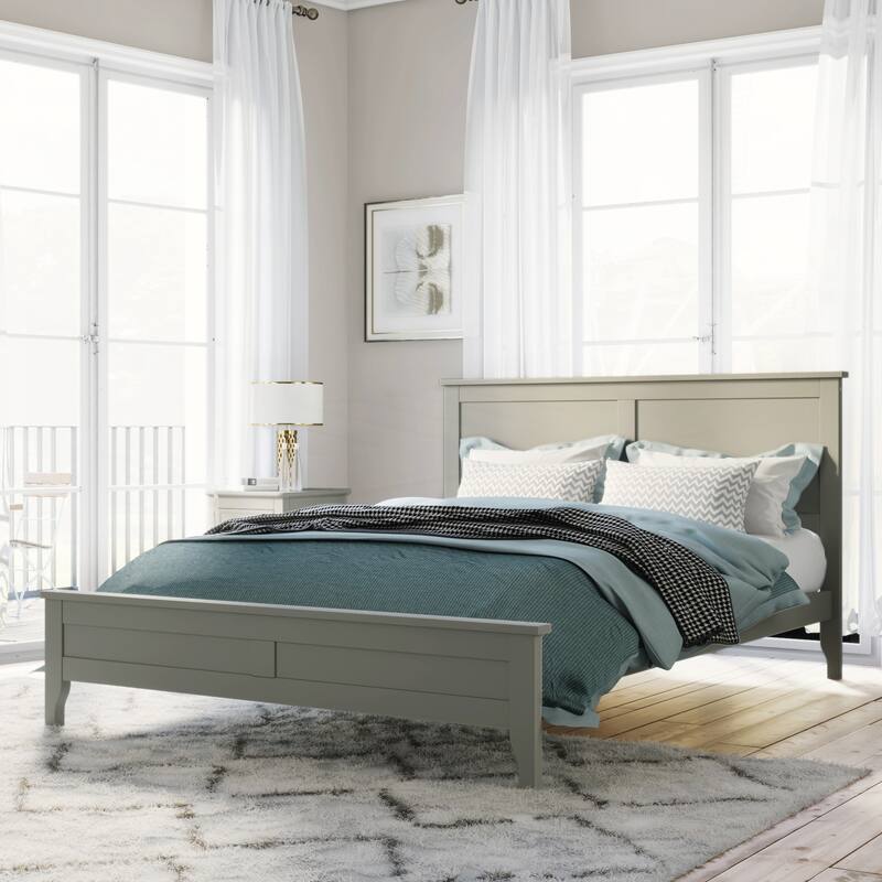 Modern Solid Wood Queen Size Platform Bed