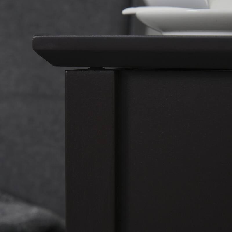 Narrow Side Table with Flip Top with Bottom Shelf, Dark Coffee