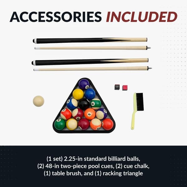 66" Foldable 3-in-1 Pool & Ping Pong Table - Portable Game Table For Home, Includes Balls, Cues, Paddles