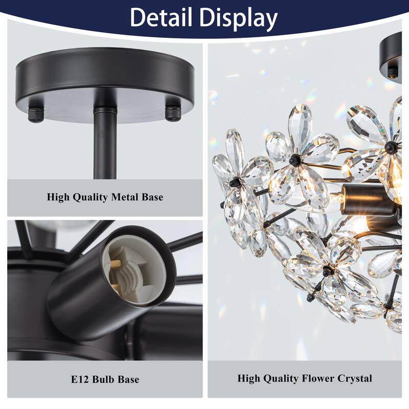 Starsky 6 Light Crystal Flower Shaped Flush Mount
