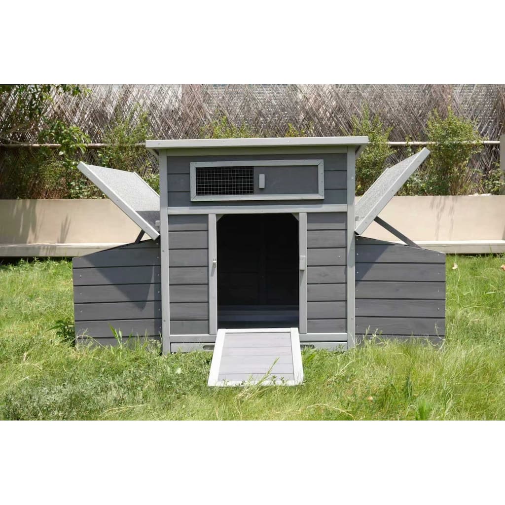 Large Wooden Chicken Coop Outdoor Hen House Poultry Cage for Outdoor with 2 Sides Nesting Boxes