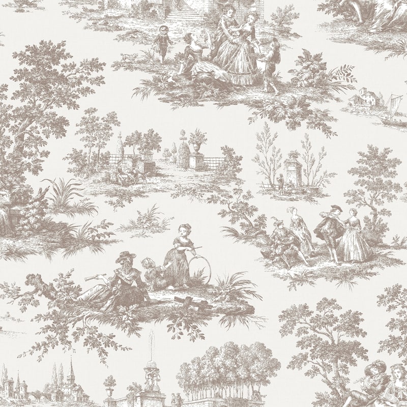 Galerie Wallcoverings Cottage Chic Toile ECODECO Material Matte Wallpaper Roll - 33 feet x 21 inches - Beige