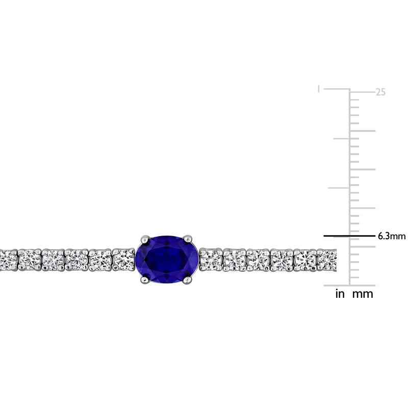 Miadora 6 3/4ct TGW Created Blue & White Sapphire Bracelet in Sterling Silver