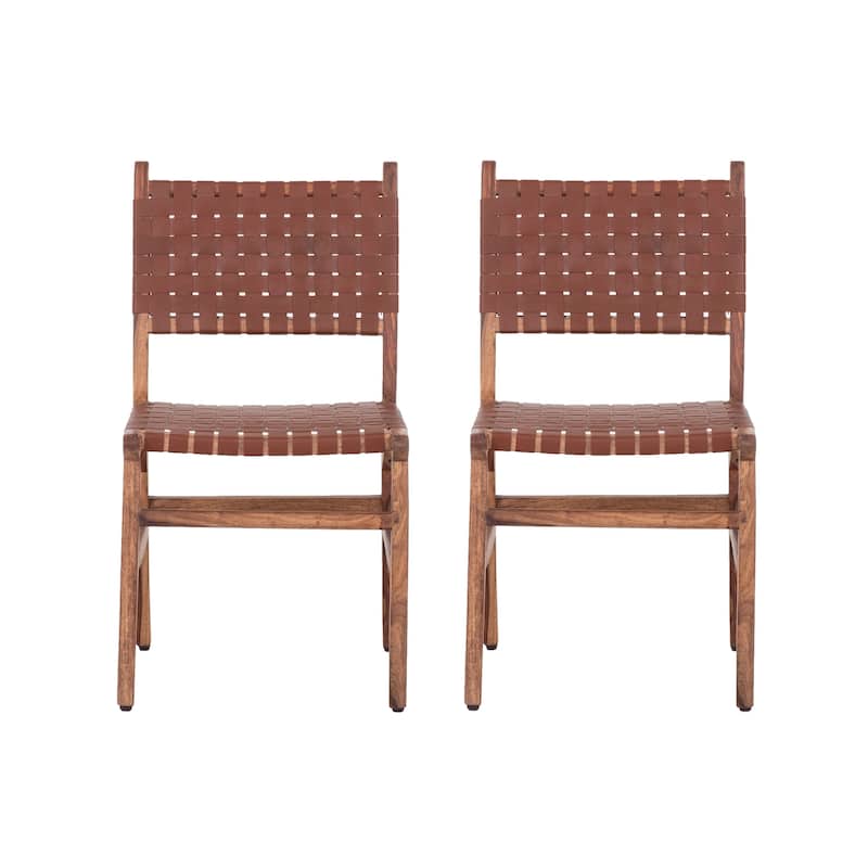 Orson Brown Wood and Leather Dining Chairs (set of 2)