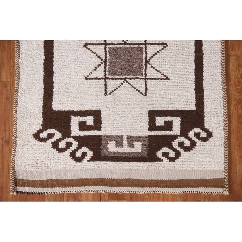 Anatolian Turkish Runner Rug Handmade Geometric Wool Carpet - 3'2"x 11'7"