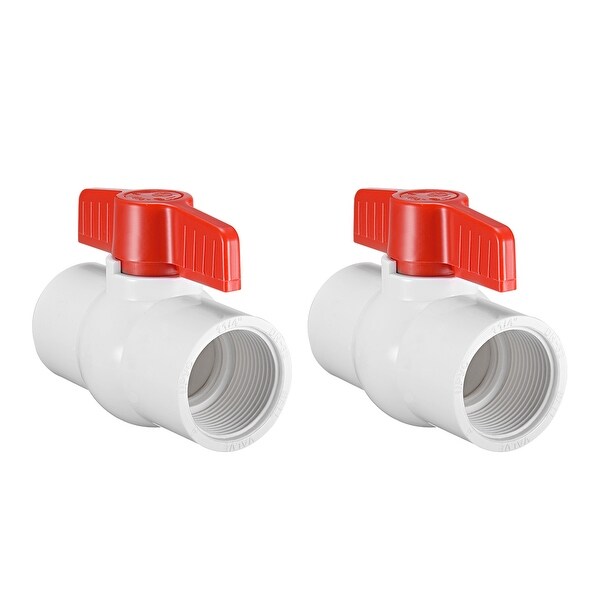 PVC Ball Valve Supply Tube Knob Sliding Ends 1-1/4 inches Inner Hole Diameter Red White 2 Pieces