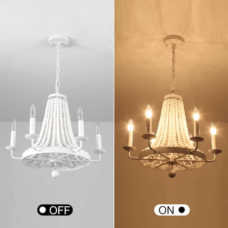 6-Light Farmhouse Chandelier, Round Wagon Wheel Chandelier for Dining Room Kitchen Bedroom Foyer