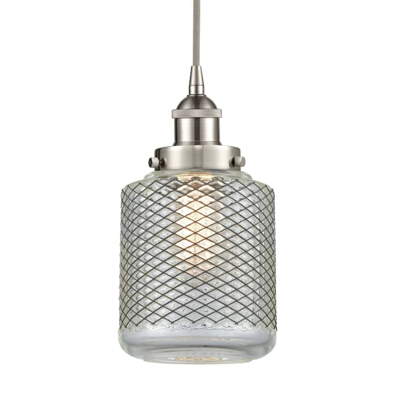 Innovations Lighting 616-1PH-12-6 Stanton Pendant Stanton 6" Wide Mini - Brushed Satin Nickel / Clear Wire Mesh
