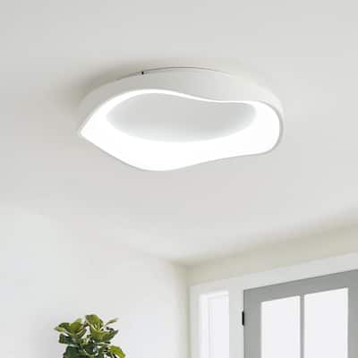 Modern White 1-Light Metal Frame LED Flush Mount Ceiling Lamp
