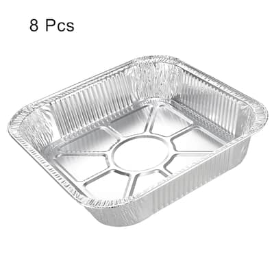 8" x 8" Aluminum Foil Pans, 46oz Disposable Trays Containers 8pcs - Silver
