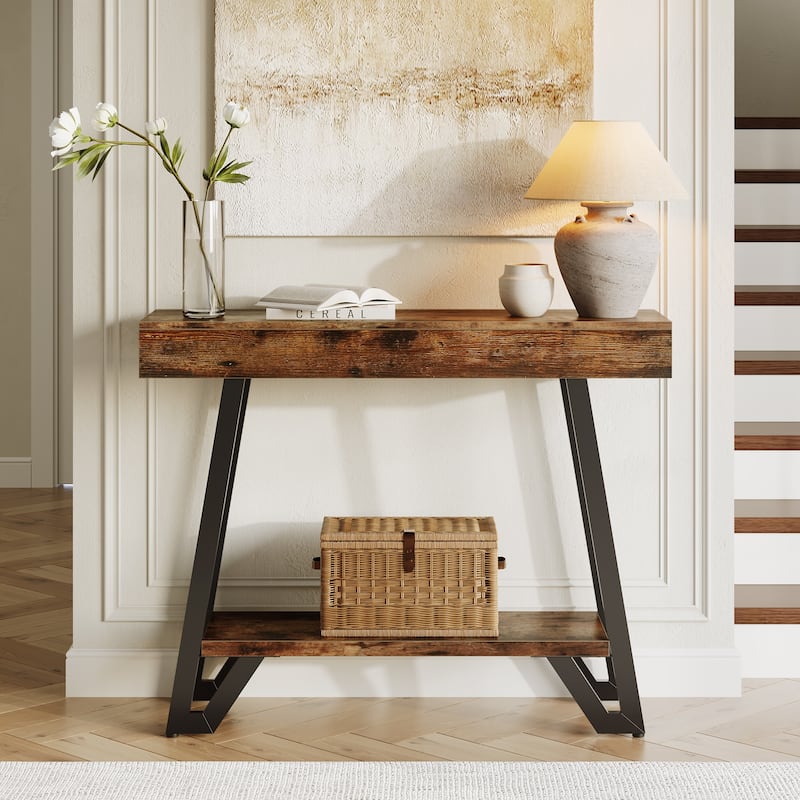 2-Tier Narrow Console Table for Entryway Living Room - 40.5" W x 11.81" D x 31.5" H