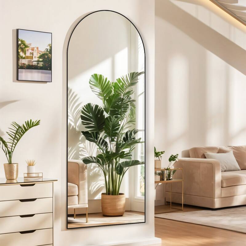 Full Length Mirror with Stand, Floor Mirror with Aluminum Alloy Frame for Bedroom, Standing Full Body Mirror for Wall, Cloakroom