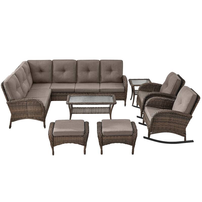 Outdoor Sectional Sofa Rocker Chair Table Ottomans