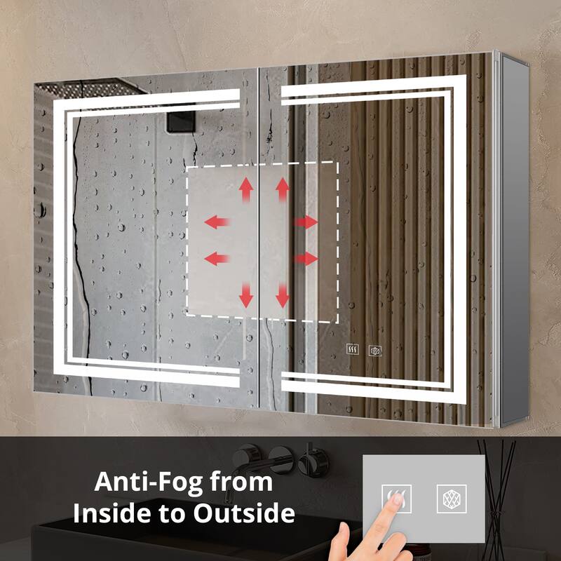 Mesa Surface-Mount LED Mirror Medicine Cabinet with Defogger