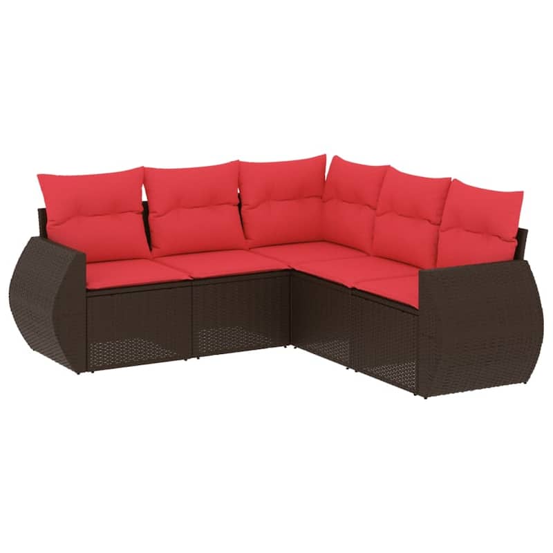 vidaXL Patio Sofa Set with Cushions Outdoor Conversation Furniture Poly Rattan - 24.4 x 24.4 x 27.2