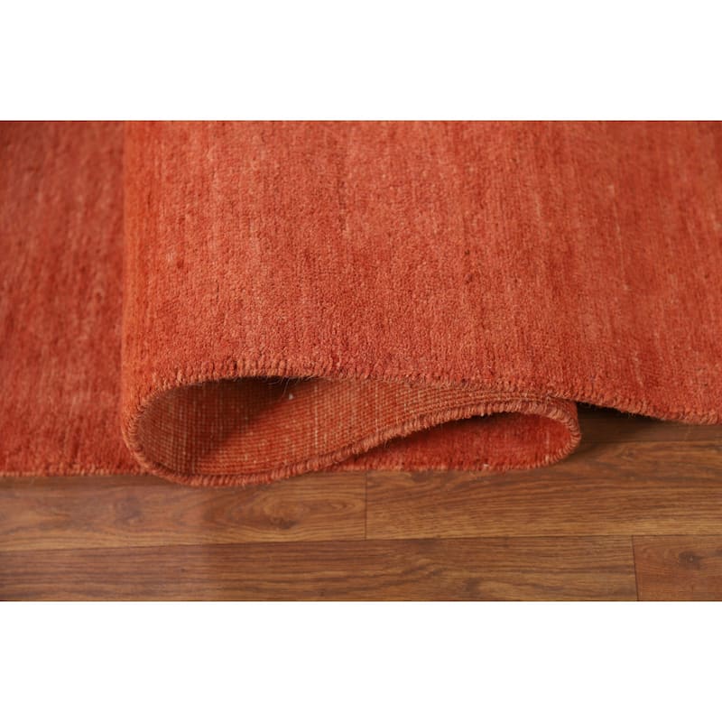 Orange Gabbeh Modern Area Rug Hand-Knotted Wool Carpet - 9'0"x 11'7"
