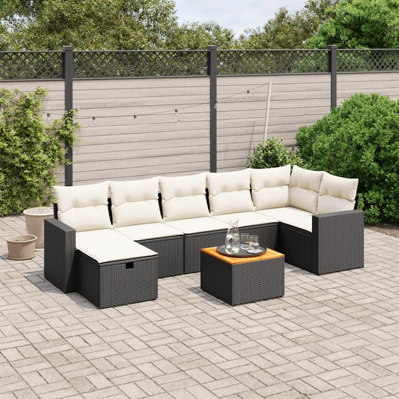 vidaXL Garden Sofa Set - Black and cream 8 Piece