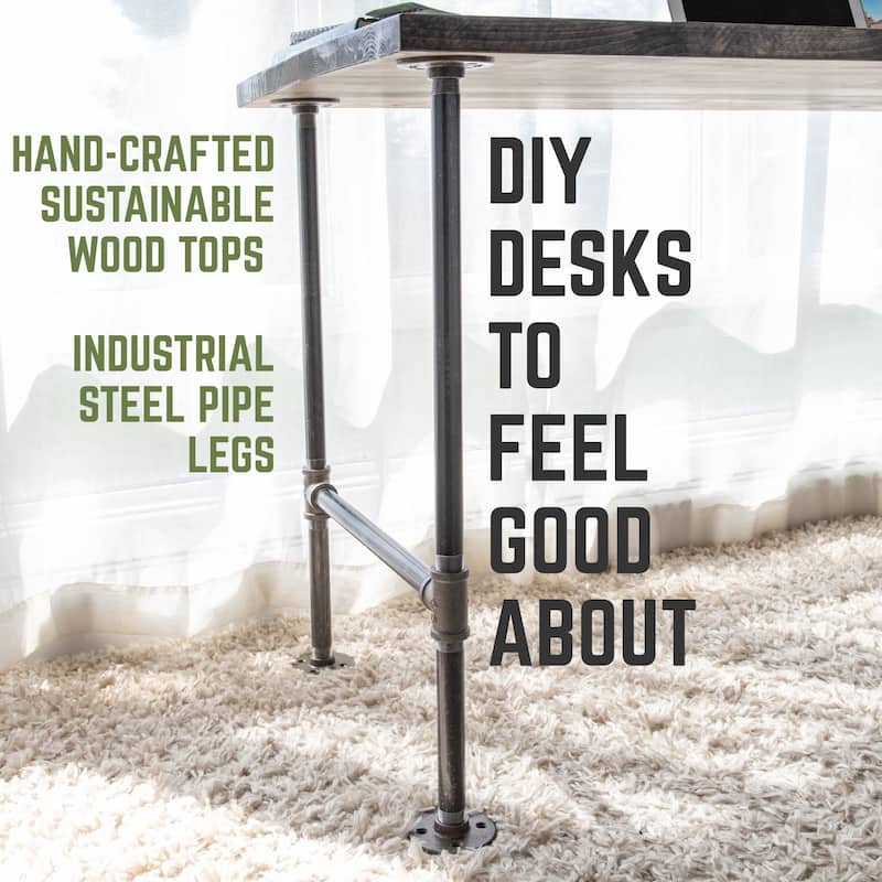 PIPE DECOR Solid Reclaimed Wood Desk with Authentic Industrial Pipe Legs