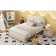 preview thumbnail 3 of 8, Full Size Upholstered Platform Bed with Wood Supporting Feet, Beige