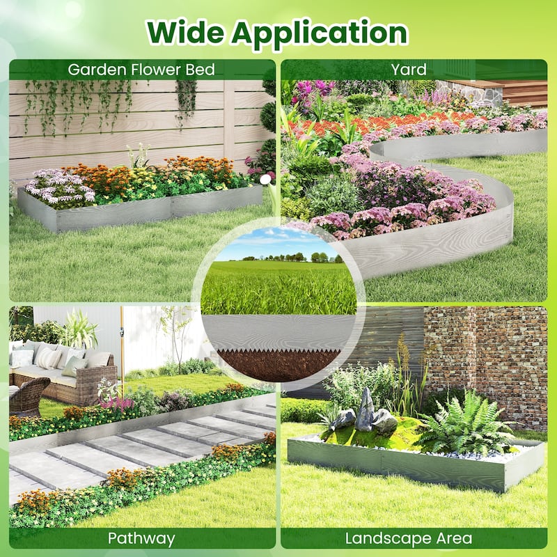 Gymax 6-Pack 20 FT Galvanized Metal Landscape Edging Heavy-Duty Metal