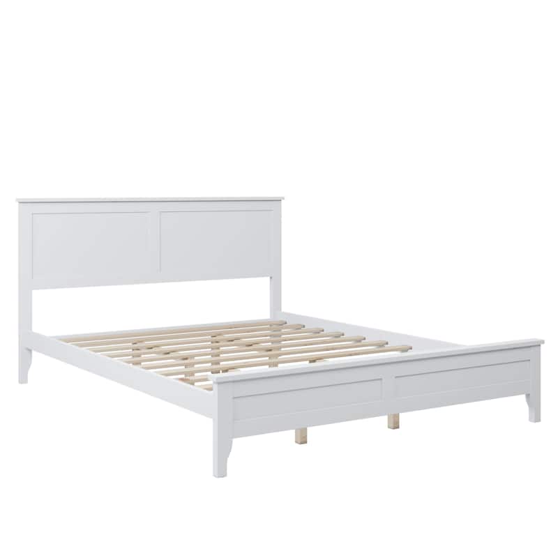 Modern White Solid Wood Platform Bed