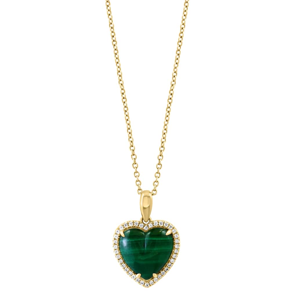 EFFY 14K Gold Diamond Malachite Heart Pendant Necklace