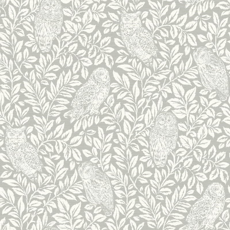 Chesapeake Parliament Light Grey Owl Wallpaper - 20.5in x 396in x 0.025in