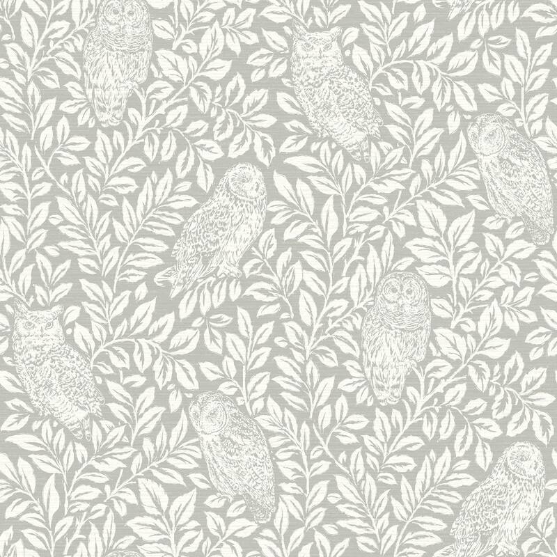 Chesapeake Parliament Light Grey Owl Wallpaper - 20.5in x 396in x 0.025in