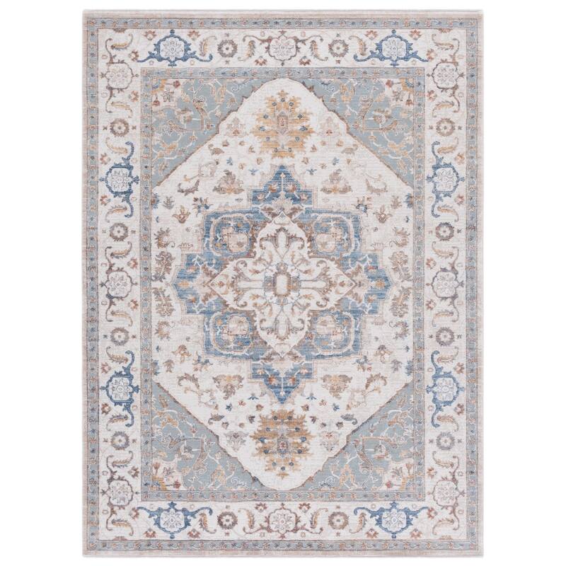 SAFAVIEH Elwood Tulin Traditional Medallion Rug - Beige/Blue - 4' x 6'
