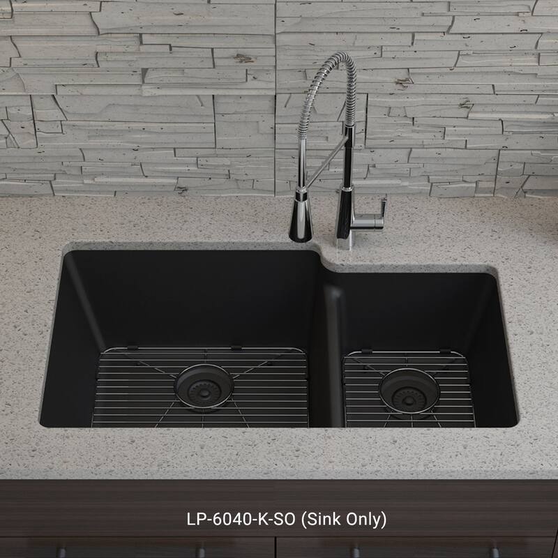 32 Inch Lexicon Platinum Quartz Composite Drop-in Undermount Galaxy Black - 19" W x 32" L x 9.75" H