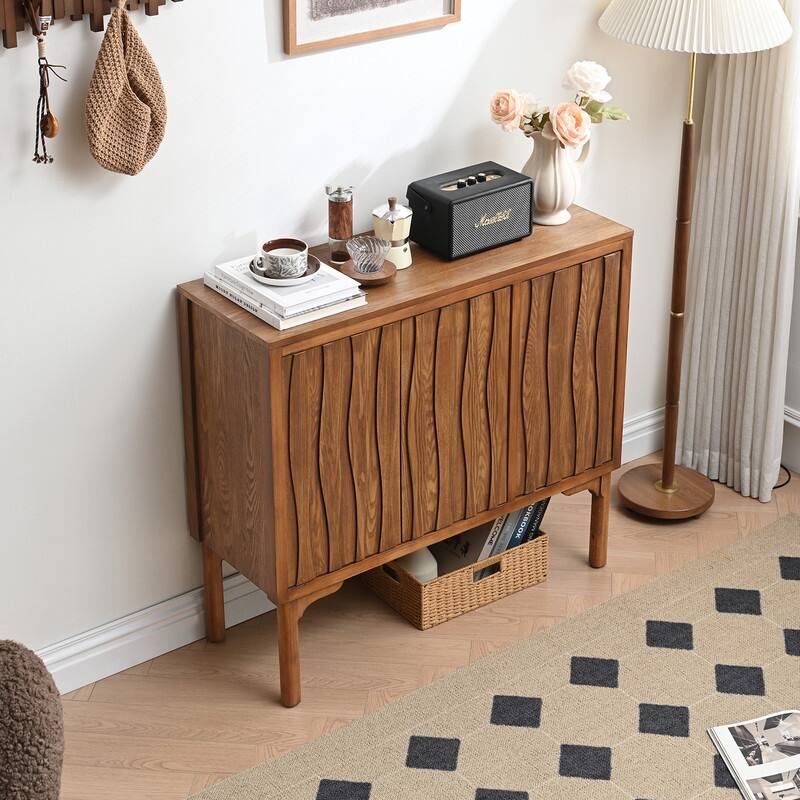 Mid-Century Modern Sideboard with Wave Doors - 39 in.