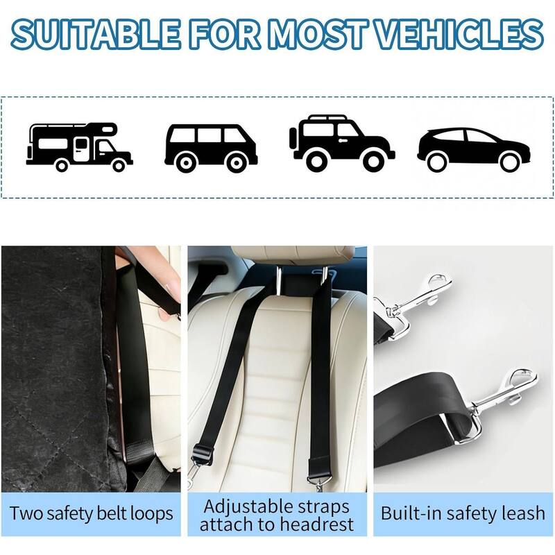 Comfy Dog Bed, Dog Booster Car Seat with Safety Belt and Storage Pockets