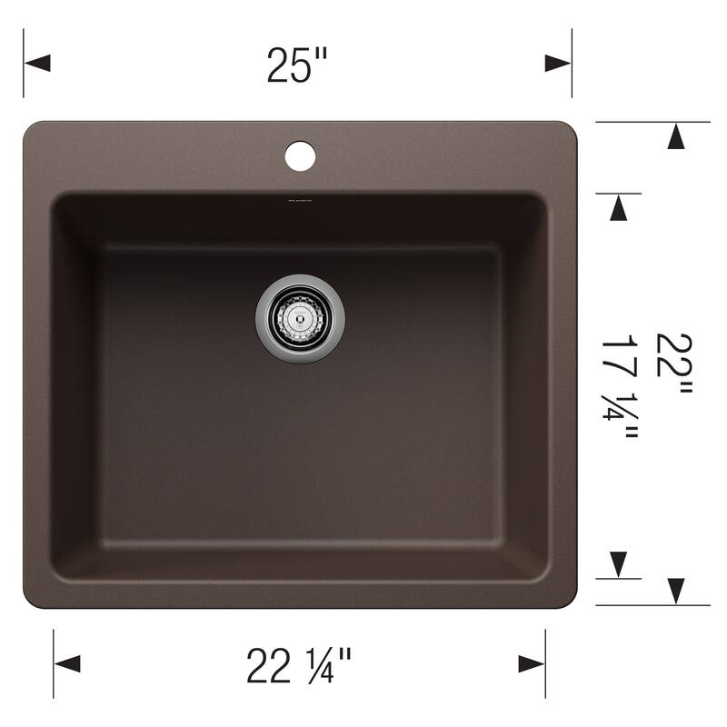 Blanco 443221 Liven 25" Drop-In/Undermount Single Basin SILGRANIT