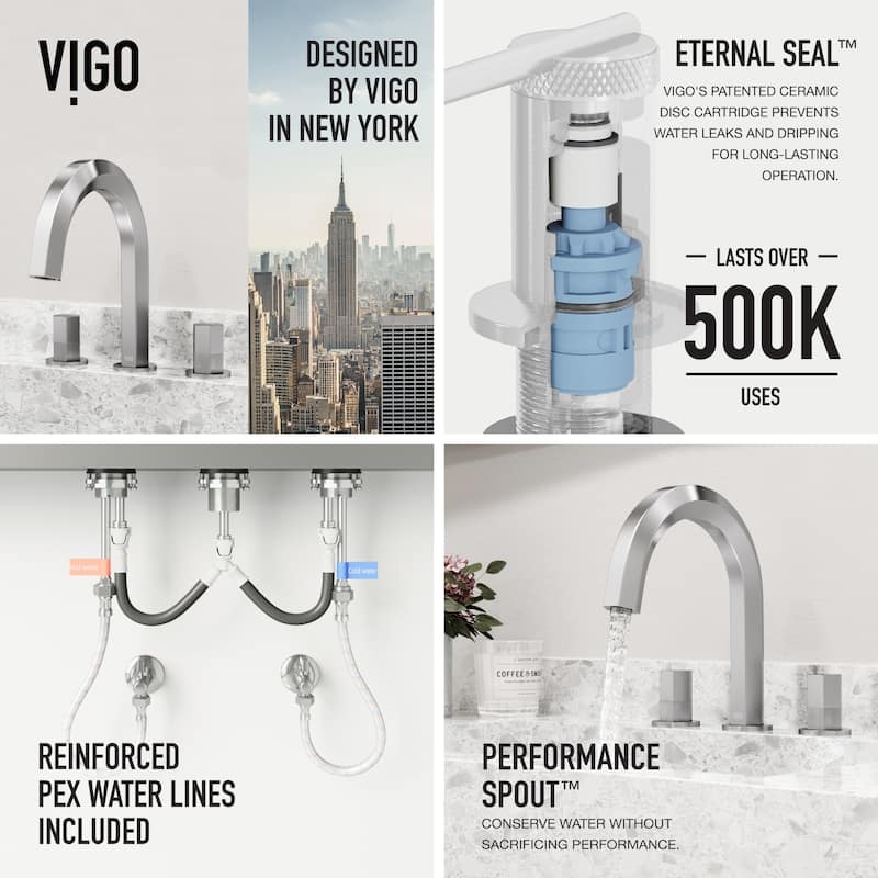 VIGO Hart 9" H 2-Handle Widespread Bathroom Faucet