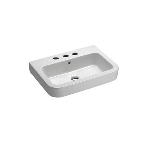 Nameeks 693211 Gsi 25 3 5 Ceramic Wall Mounted Bathroom Sink With Overflow White Three Hole