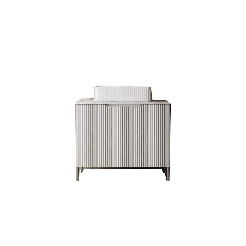 30 in. W Single Sink Freestanding Bath Vanity with Carrara White Sintered Stone Top