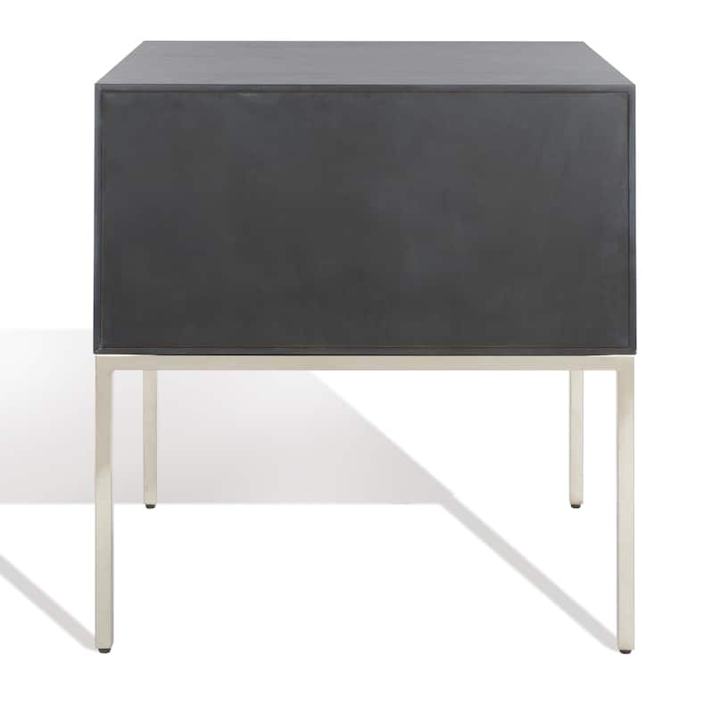 SAFAVIEH Couture Mercês Walnut 2-Drawer Side Table- Charcoal / Gold - 24" W x 20" L x 26" H - 24"W x 20"D x 26"H