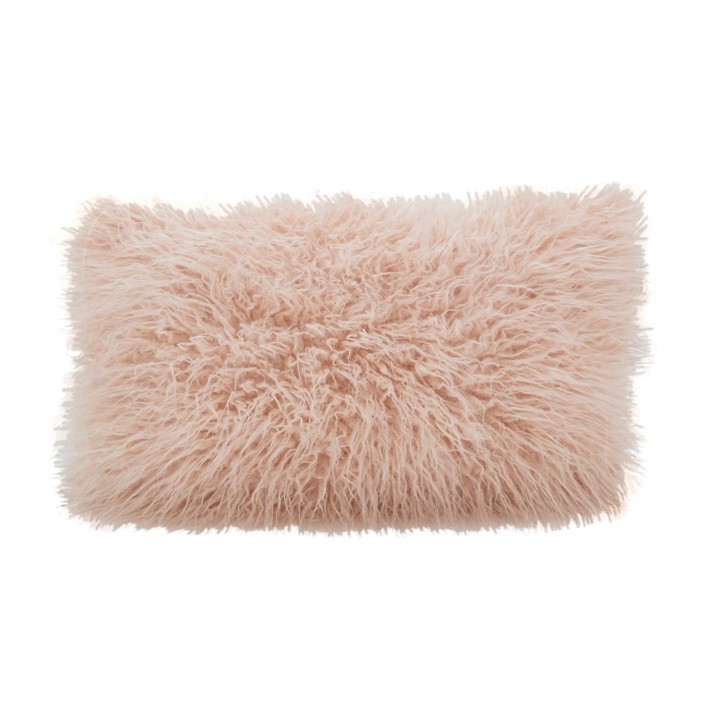 Mongolian Shaggy Faux Fur Throw Pillow