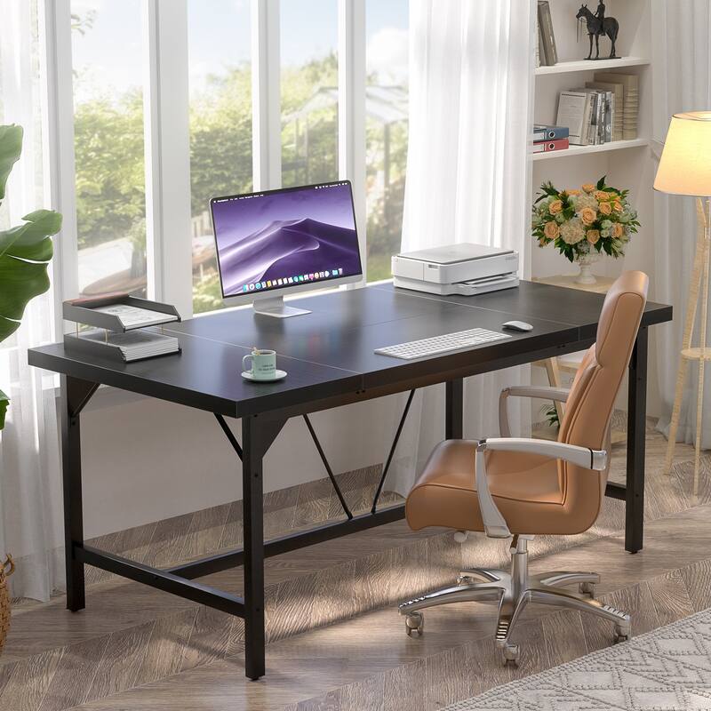 Modern Farmhose 70.8-Inch Executive Desk, Large Computer Office Desk Workstation Conference Table
