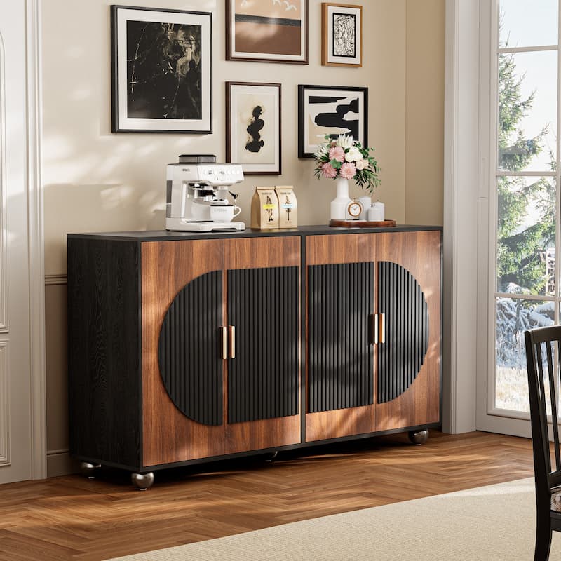 Modular Fluted Buffet Cabinet with Storage, Small Sideboard Table