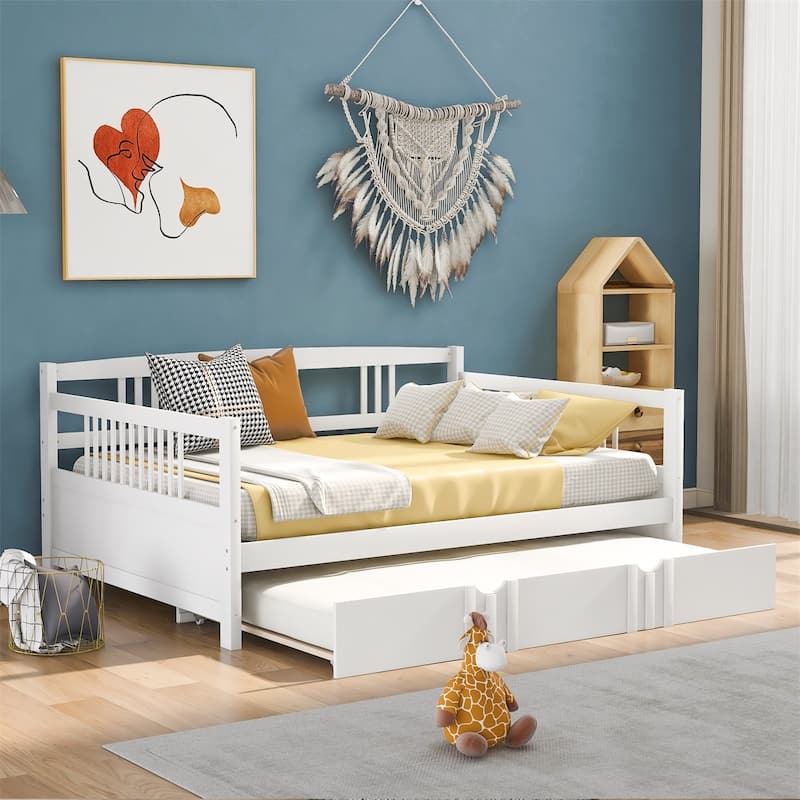 Merax Wood Daybed with Twin Size Trundle
