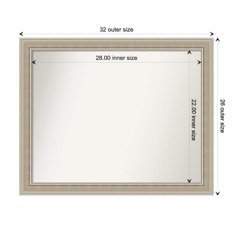Mezzo Silver Non-Beveled Wood Framed Bathroom Vanity Wall Mirror - Mezzo Silver - Glass Size 28x22