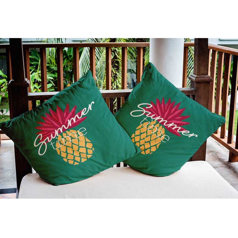 Summer Time Pineapple Polyester Indoor/Outdoor Pillow