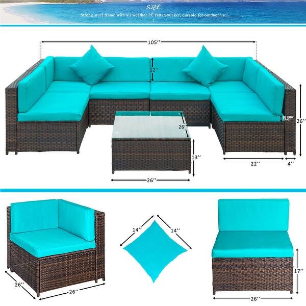 Shop Merax 7 Piece Outdoor Patio Rattan Sectional Sofa Set Overstock 31109446