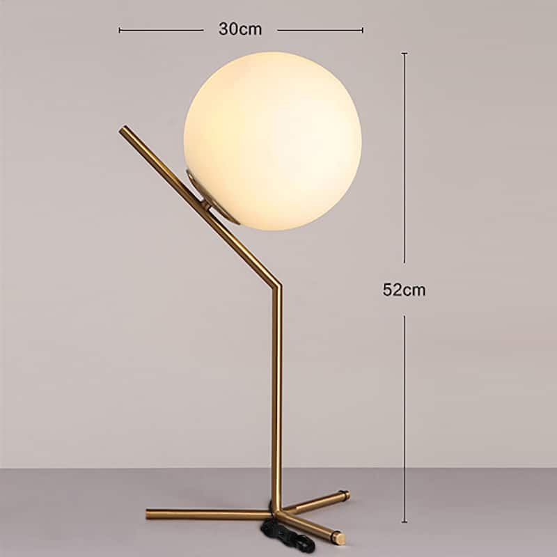 Golden Globe Table Lamp With White lampshade Glam Desk Lighting