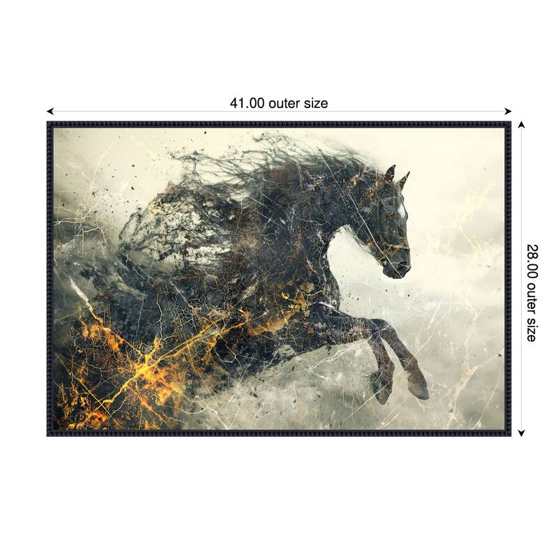 Horse No 15 by Rafal Kulik Framed Canvas Wall Art Print - 41 x 28 in