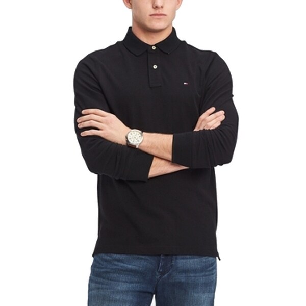 tommy hilfiger black long sleeve polo